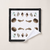 Moderne Blauwgroen nautical Cream-rugleuning, zwar Bad Handdoek (Wasdoekje)