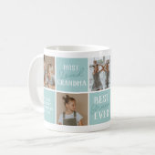 Moderne Blauwgroen oma fotocollage Koffiemok (Voorkant links)