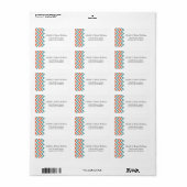 Moderne Blauwgroen & Oranje Chevron & Lovebirds Br Etiket (Full Sheet)