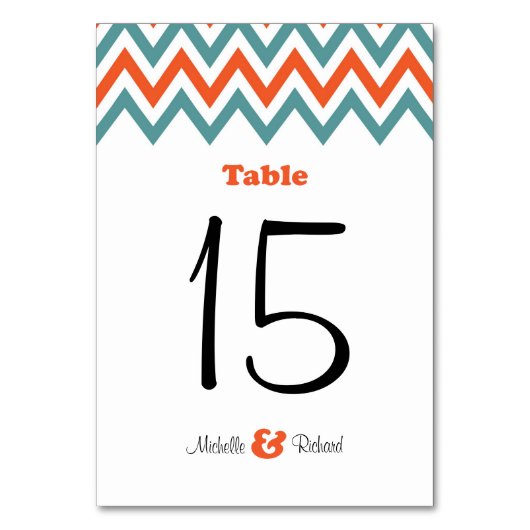 Moderne Blauwgroen & Oranje Chevron & Lovebirds Br Kaart (Voorkant)