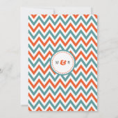 Moderne Blauwgroen & Oranje Chevron & Lovebirds Br Kaart (Achterkant)