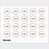 Moderne Blauwgroen & Oranje Chevron & Lovebirds Br Ronde Sticker (Vel)