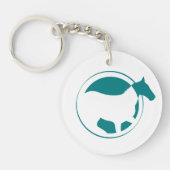 Moderne Blauwgroen paardencirkel Logo gepersonalis Sleutelhanger (Voorkant)