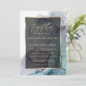 Moderne Blauwgroen Paars-alcoholinkt Kaart (Staand voorkant)