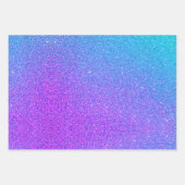 Moderne Blauwgroen Paarse Faux Glitter Verjaardag Inpakpapier Vel (Voorkant)