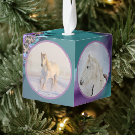 Moderne Blauwgroen Paarse Paard Pet 4 Foto Kerstmi Decoratie