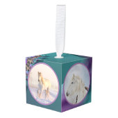 Moderne Blauwgroen Paarse Paard Pet 4 Foto Kerstmi Decoratie (Voorkant hoekig)