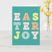 Moderne Blauwgroen Paasvreugde Kaart (Gele Bloem)