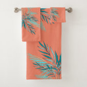 Moderne Blauwgroen palmdoornkoraal Bad Handdoek (Insitu)