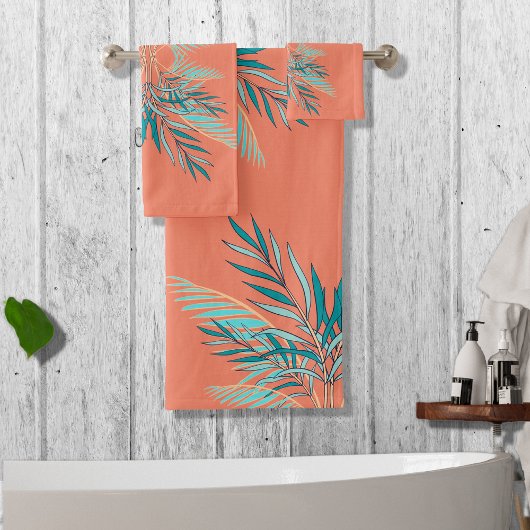 Moderne Blauwgroen palmdoornkoraal Bad Handdoek