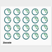 Moderne Blauwgroen Peacock bruiloft envelop afdich Ronde Sticker (Vel)