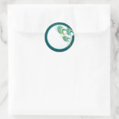 Moderne Blauwgroen Peacock bruiloft envelop afdich Ronde Sticker (Tas)