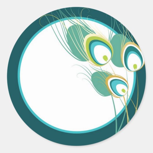Moderne Blauwgroen Peacock bruiloft envelop afdich Ronde Sticker (Voorkant)