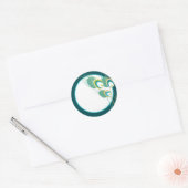 Moderne Blauwgroen Peacock bruiloft envelop afdich Ronde Sticker (Envelop)