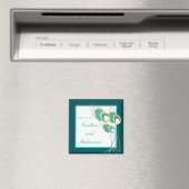 Moderne Blauwgroen Peacock bruiloft magneet gunst (Insitu (Vaatwasser))