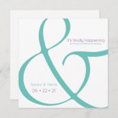 Moderne Blauwgroen plum Ampersand slaat de datum o Kaart (Voorkant / Achterkant)