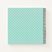 Moderne Blauwgroen Polka Dot en Monogram Notitieboek (Achterkant)