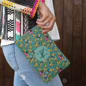 Moderne Blauwgroen Queen Bee & Flowers Monogram Etui
