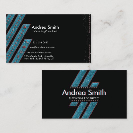 Moderne Blauwgroen rode glans Visitekaartje (Voorkant / Achterkant)