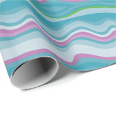 Moderne Blauwgroen Roze Golf Abstract Cadeaupapier (Rol Hoek)