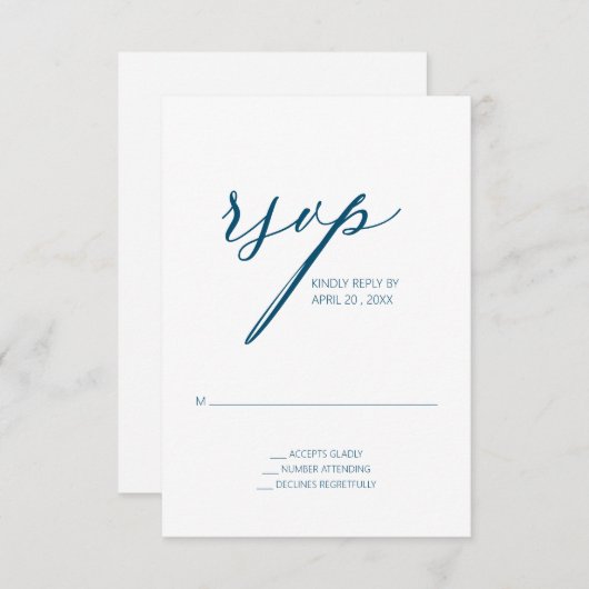 Moderne Blauwgroen RSVP-enclos Informatiekaartje (Voorkant / Achterkant)