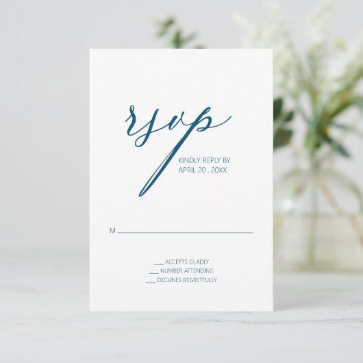 Moderne Blauwgroen RSVP-enclos Informatiekaartje (Staand voorkant)