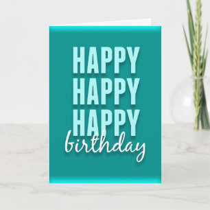 Moderne Blauwgroen Satin Happy Birthday-kaart Kaart