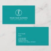 Moderne Blauwgroen Scissor minimalistisch haarstyl Visitekaartje (Voorkant / Achterkant)