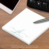 Moderne Blauwgroen Script Monogram Initialen Post-it® Notes