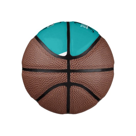 Moderne blauwgroen scriptmonogram basketbal (Rechts)