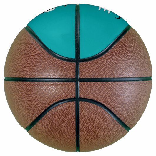 Moderne blauwgroen scriptmonogram basketbal (Rechts)