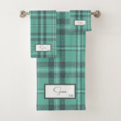 Moderne Blauwgroen set handdoekhanddoeken met spel Bad Handdoek (Insitu)