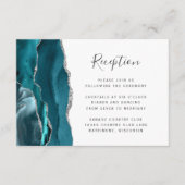 Moderne Blauwgroen Silver Agate Wedding Reception Informatiekaartje (Voorkant)