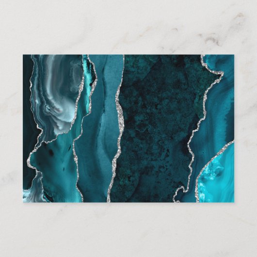 Moderne Blauwgroen Silver Agate Wedding Reception Informatiekaartje (Achterkant)