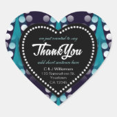 Moderne Blauwgroen Stippen Hartelijk dank Hart Sticker (Voorkant)
