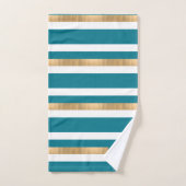 Moderne Blauwgroen Striped Bath Towel Set Bad Handdoek (Handdoek)