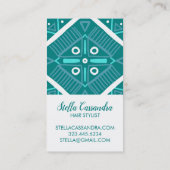 Moderne Blauwgroen Tegel Boho Geometric Pattern Visitekaartje (Achterkant)