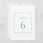 Moderne Blauwgroen Typografie Trouwtafel Nummer Te Kaart (Achterkant)