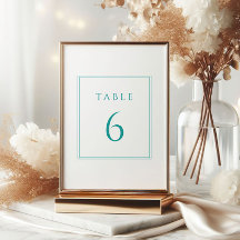 Moderne Blauwgroen Typografie Trouwtafel Nummer Te