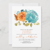 Moderne Blauwgroen verbrande Sinaasappel goudsbloe Kaart (Voorkant)