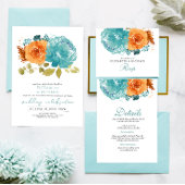 Moderne Blauwgroen verbrande Sinaasappel goudsbloe Kaart