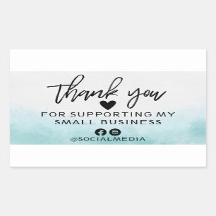 Moderne Blauwgroen Waterverf Business Hartelijk da Rechthoekige Sticker