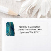 Moderne Blauwgroen Waterverf Gold Agate-adres Etiket (Insitu)