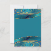 Moderne Blauwgroen Waterverf Gold Agate RSVP Kaartje (Achterkant)