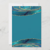 Moderne Blauwgroen Waterverf Gold Agate Wedding Kaart (Achterkant)