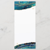 Moderne Blauwgroen Waterverf Gouden Agaat Geode Br Menu (Achterkant)