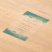 Moderne Blauwgroen Waterverf Grenzen Bruiloft Acryl Uitnodigingen (Laagn)