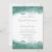 Moderne Blauwgroen Waterverf Grenzen Bruiloft Kaart (Voorkant)