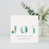 Moderne Blauwgroen Waterverf Joy & Gold Snow-Confe Feestdagenkaart (Staand voorkant)