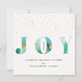 Moderne Blauwgroen Waterverf Joy & Gold Snow-Confe Feestdagenkaart (Voorkant)